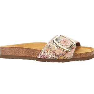 NAOT Maryland Gold Big Buckle Slide Sandals 39 8 Golden Floral Leather One Strap